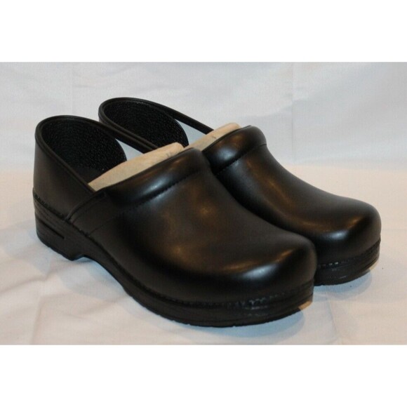 DANSKO‎ WOMEN'S PROFESSIONAL SLIP-ON CLOGS ARCH SUPPORT BLACK LEATHER WIDE EU 38 - Picture 1 of 6